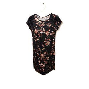 VTG Y2K Velour Floral Maternity Dress USA Size M Whimsigoth Boho Romantic Floral